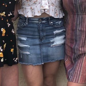AE ripped jean skirt